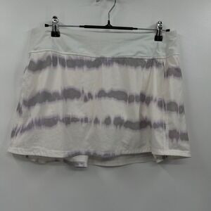 Lululemon 10 Pace Rival Skirt Womens White Purple Tie Dye Stripe Pleated Skort